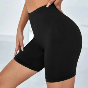 Black Stretch Women's Spandex Polyester Biker Shorts